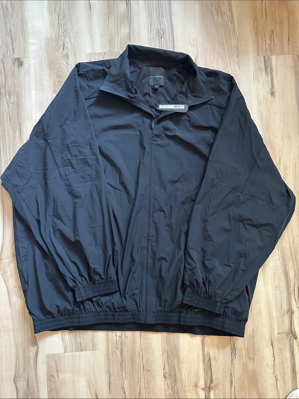 SKIMS Black Zip-Front Woven Nylon Track Jacket​